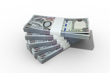 3d rendering of Stack of Nepalese rupee notes. Few bundles of Nepalese currency isolated on transparent background