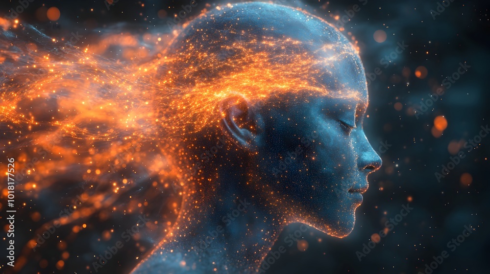 Aufkleber Controlling Humans Through Futuristic AI-Powered Mind Interfaces:Exploring the Ethical Implications of Advanced Brain-Computer Interactions for Manipulation and Influence.