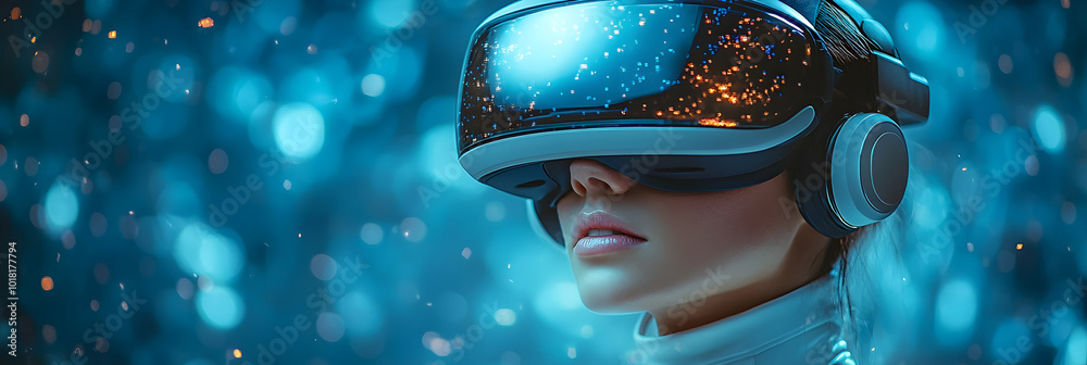 Aufkleber controlling humans with futuristic and virtual reality simulations.