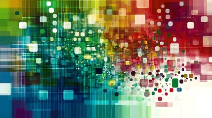 Abstract Colorful Geometric Pattern with Squares and Circles