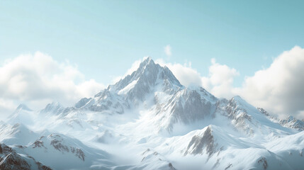 Obraz premium A mountain range covered in snow with a clear blue sky in the background