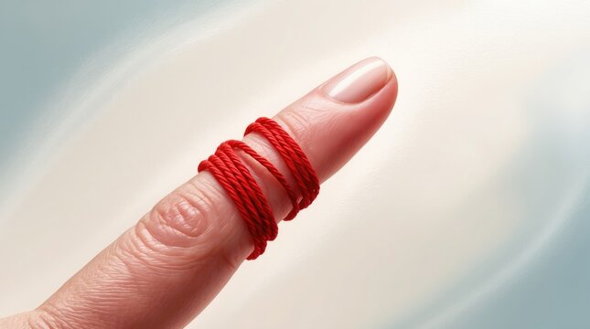a breathtakingly detailed illustration of a delicate pinky finger tied with a vibrant red string symbolizing the unbroken
