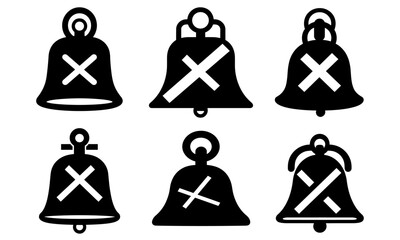 Bell icon set. Black Bell notification icon set on white background. Vector illustration