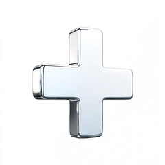 Obraz premium White cross on white background symbolizing purity and simplicity, minimalist design evoking calm and clarity.