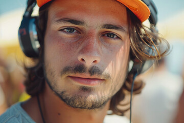 Music deejay at nightclub cool party event, clubbing people Generative AI photo