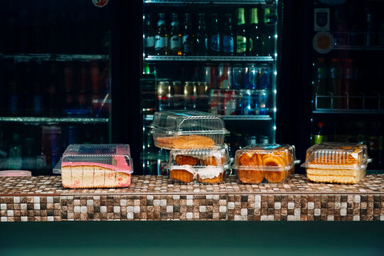 Packaged bakery products on display in a Salvadoran shop