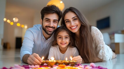 Joyful Family Celebrating Holiday Moments at Home Together
