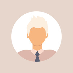 Flat illustration. Stylish profile of a man. Avatar, user profile, person icon, silhouette, profile picture. Suitable for social media profiles, icons, screensavers and as a template...