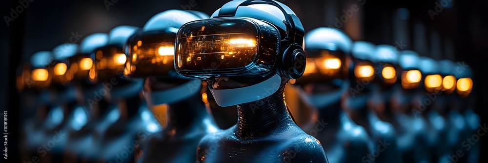 Fototapete unsettling ai-driven virtual reality simulations that can control and manipulate human thoughts,emot