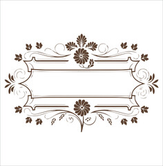 Frame ornament Decor line flower  vector art illustration on a white background