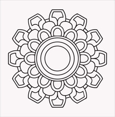 Modern Mandala line art vector silhouette  for Coloring Book Page illustration on a white background