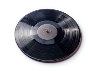 Obraz premium Retro Vinyl Record Lying on White Background Ready to Play Timeless Tunes