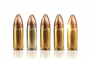 Bullet icon, metal shell symbol, military cartridge, metal gun sleeve, weapon sign, bullets isolated