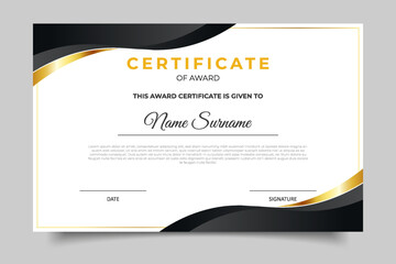 black gradient luxury gold business certificate template design