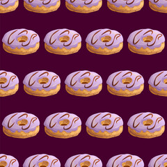 Seamless pattern with donut. Vector illustration.