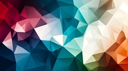 Obraz premium Abstract Geometric Background with Triangles Blue Red and White Colors