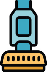 Simple outline color icon of a cordless stick vacuum cleaner, perfect for websites and apps related to cleaning