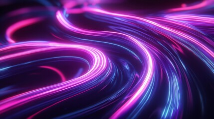 Abstract Swirling Neon Lights in Pink and Blue