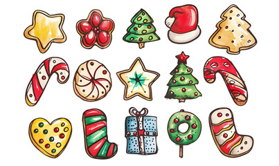 New Year and Christmas card, graphic advertising backgrounds in a doodle 2D illustrator style.