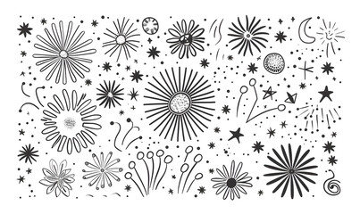 New Year and Christmas card, graphic advertising backgrounds in a doodle 2D illustrator style.