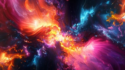 Fototapeta premium Abstract Cosmic Nebula with Vibrant Colors and Swirling Forms