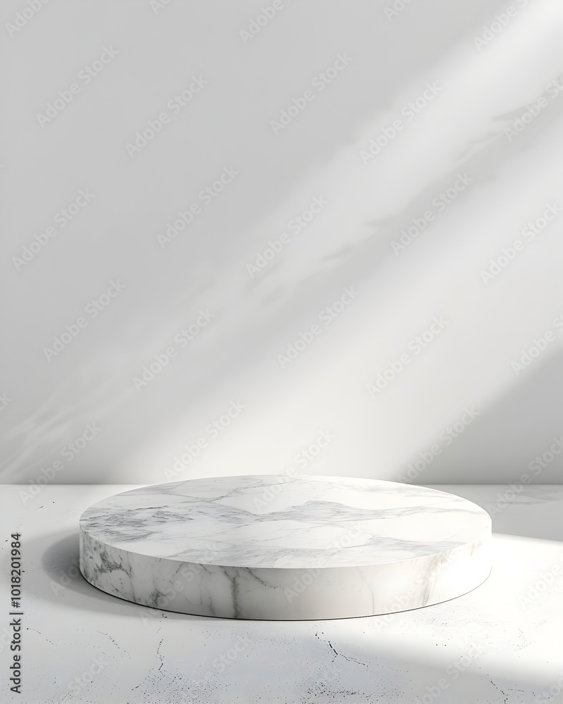 Sticker Crisp White Marble Surface with Subtle Veining for Luxury Product Presentations