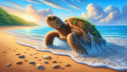 Obraz premium a little imagination - a turtle in the future