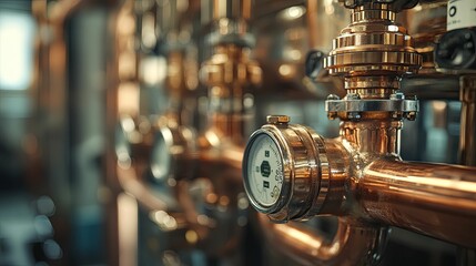 Copper Pipe System with Gauge and Valve