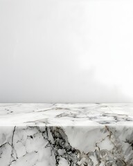 Crisp White Marble Surface with Subtle Veining for Refined Product Presentation