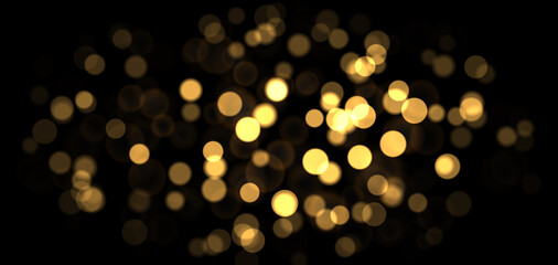 Festive circles golden bokeh abstract on black backgrounds illustrations