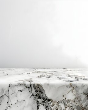 Crisp White Marble Surface with Subtle Veining for Refined Product Presentation