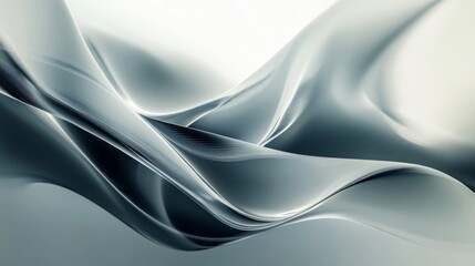 Fototapeta premium Abstract Silver Waves Flowing Through a White Background