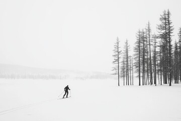 Skiing in the mountains with the family.