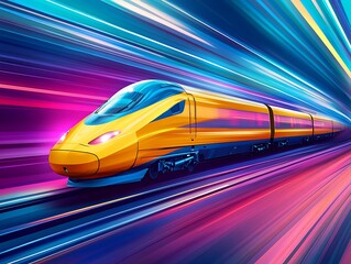 Fototapeta premium High-speed train transporting cargo at a railway station