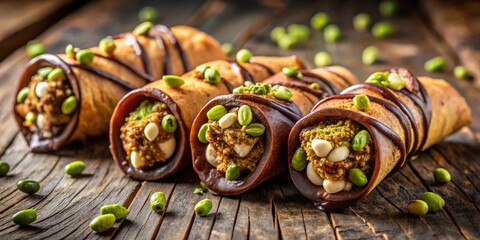 Savor a delicious pistachio cannoli dessert, elegantly presented for a stunning experience. Every mouthful features harmonious flavors and delightful