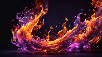 PNG Vibrant Purple and Orange Flames