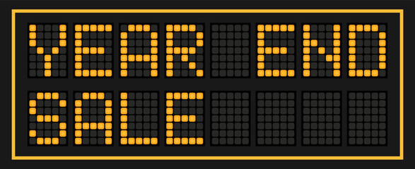 Orange color led banner in word year end sale on black background