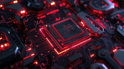 Red glowing circuit board