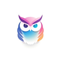 Obraz premium Vibrant Colorful Owl Illustration on White Background, Illustration. Modern Abstract Bird Artwork