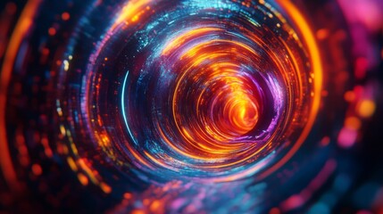 Obraz premium A swirling vortex of glowing orange, blue, and purple light.