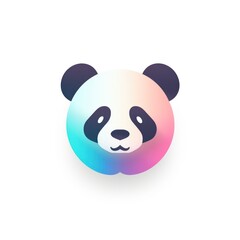 Colorful Gradient Panda on White Background, Illustration. Modern Abstract Animal Artwork