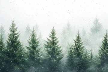 Fototapeta premium An enchanting frozen winter landscape with snow-covered fir trees