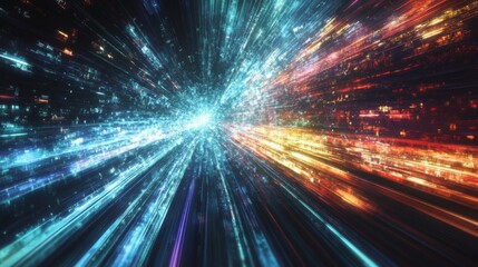 Obraz premium Abstract Digital Light Streaks with Color Gradient