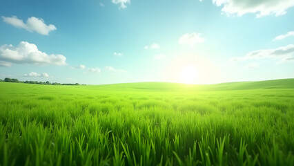 The Rear View of a Lush Green Field Sprawling Under a Wide Sky Showcasing the Beauty of Nature and Vastness of the Outdoors