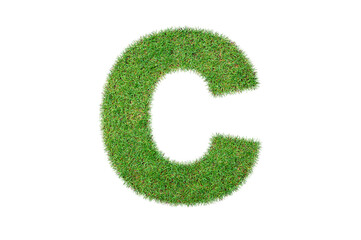 Green Grass Letter C on Transparent, Perfect for Eco and Nature-Themed Designs