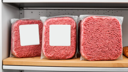 Packaged minced meat on a transparent background. An ideal choice for preparing homemade burgers, cutlets, and other meat dishes. Convenient storage and freshness with extended packaging.