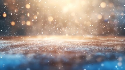 The Christmas season is here with this winter panoramic background with snowcovered fir branches and falling snowflakes.
