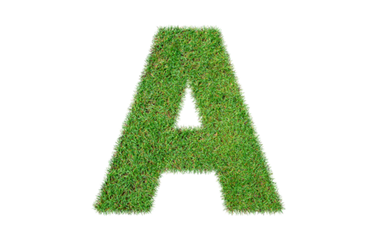 Green Grass Letter A on Transparent, Perfect for Eco and Nature-Themed Designs