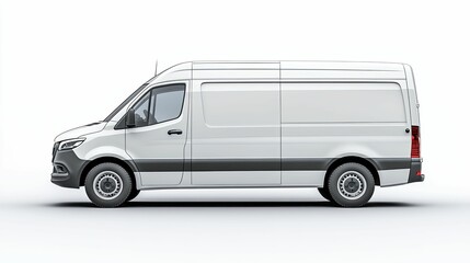 White Cargo Van with Blank Side Panels