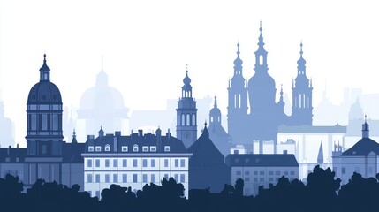 Czech Republic in Europe. Illustration of Prague city.